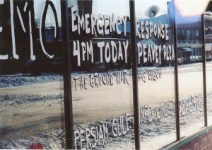 Sign at New Riverside Cafe early Feb 91