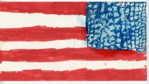 Student drawing of an American flag, early October, 2001, suburban Minneapolis MN