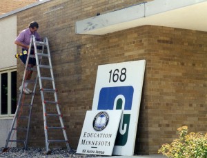 Changing the signage from MFT to Education Minnesota, August 31, 1998, 168 Aurora, St. Paul MN