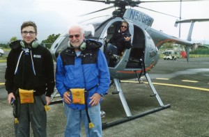 Ryan and Dick on return from Kilauea area, Dec. 22, 2015.  Pilot Ryan Moeller expertly did the flying.