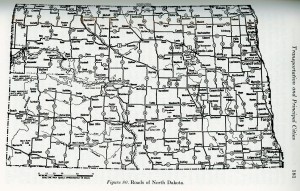 North Dakota Highways 1956 from Melvin E. Kazeck's North Dakota, A Human and Economic Geography 