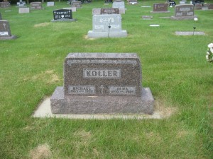 Graves of Alma and Michael Koller, St. Elizabeth's Cemetery Sykeston ND July 6, 2013