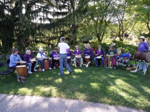 A women's drum group brought gentle resonance to the Peace Day celebration Sep 23