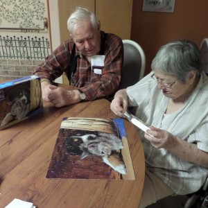 My Aunt and Uncle with the completed Puzzle, October 25, 2013