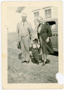 Grandma and Grandpa with Richard and car for the California trip May, 1941