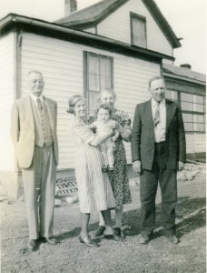 Henry Bernard, Rosa Busch, Richard Bernard, Josephine Bernard, Ferd Busch, at the farm June, 1941