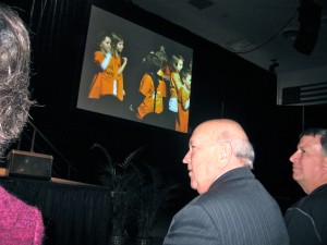 F.W. deKlerk watches First Graders sing at Augsburg College Nobel Peace Prize Festival March 2, 2012