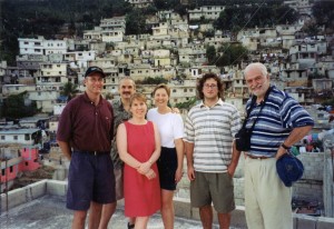 The travelers above Petion-Ville, December, 2003.  Leader Paul Miller is at left. 