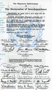 Supporting signatures on May 1, 1976 Declaration of Interdependence