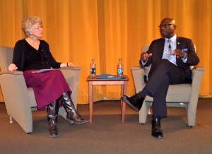 Adama Dieng in dialogue with Barbara Frey of the UofM Institute of Global Studies.