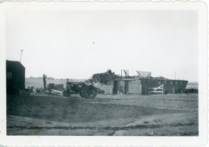 The Busch Barn, the morning after the roof blew off, late July, 1949