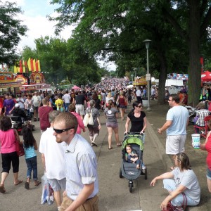 Part of the gathering crowd at the Minnesota State Fair, last day, September 1, 2014