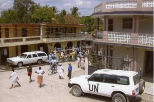 UN vehicle in Hinche (Ench) Haiti, March 2006