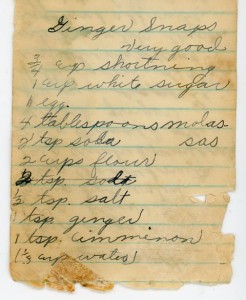 Apparently a tasty recipe for Ginger Snaps.