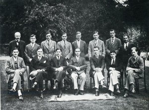 Cambridge Union Society with  committee and two  guest speakers 8 June, 1927. Debaters in America, Fall 1927:  Alan King-Hamilton and H. L. Elvin, front 4&5th from left; H. M Foot, back, 4th from left.   From King-Hamilton's book, "And Nothing But the Truth".