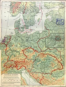 Map of Central Europe in 1912 edition of Natural Advanced Geography textbook