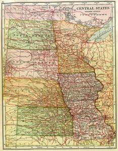 Central States of U.S. 1912 from Natural Advanced Geography, Redway and Hinman, 1912