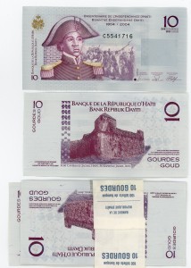 10 Gourdes notes, Haiti, December, 2003