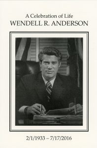 Cover of Program for Memorial Service, August 15, 2016